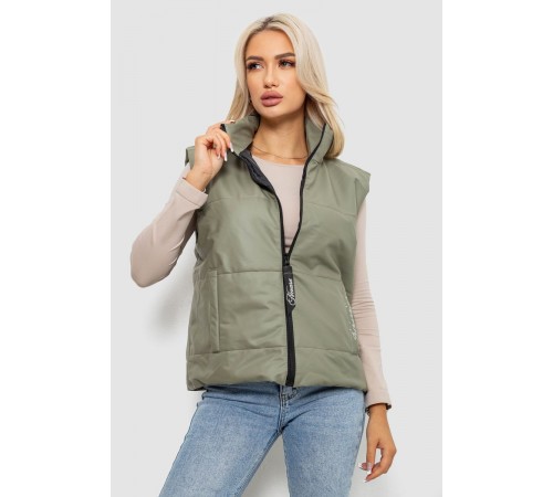 Жилет жіночий демісезонний екошкіра, колір хакі, 257R98