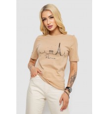 Футболка жіноча з принтом, колір бежевий, 241R132