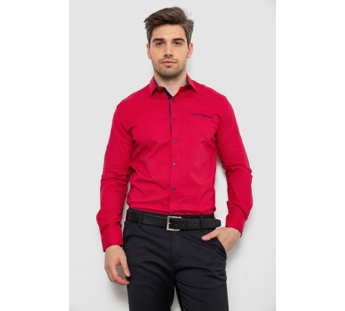 Рубашка мужская с принтом, цвет красный, 214R7094-1