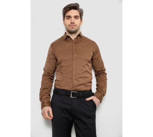 Рубашка мужская однотонная, цвет коричневый, 186R6917