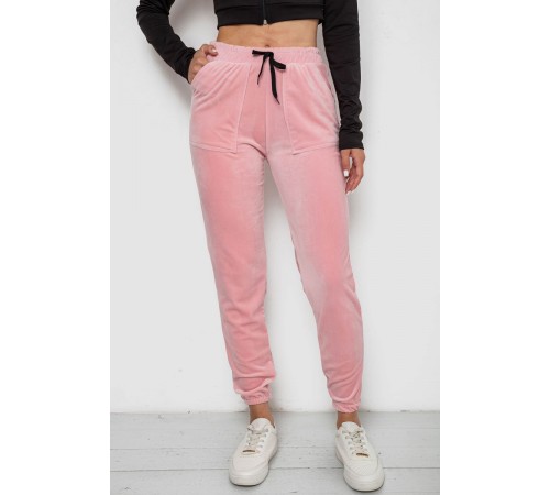 Штани жіночі велюрові, колір рожевий, 238R58168
