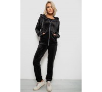Спортивный костюм женский велюровый, цвет черный, 257R4122
