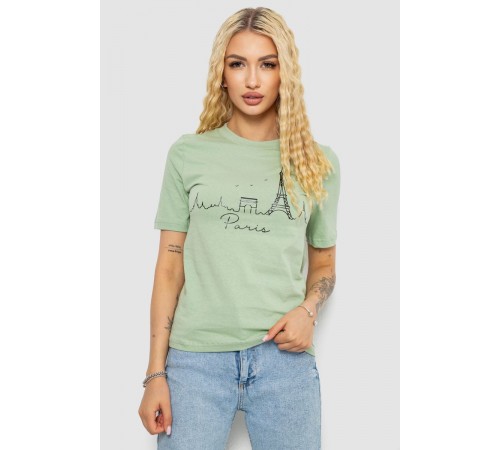 Футболка жіноча з принтом, колір оливковий, 241R132