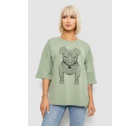 Футболка женская с принтом, цвет светло-оливковый, 244R3008