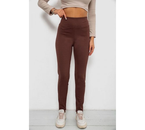 Лосини в рубчик на флісі, колір шоколадний, 244R1709