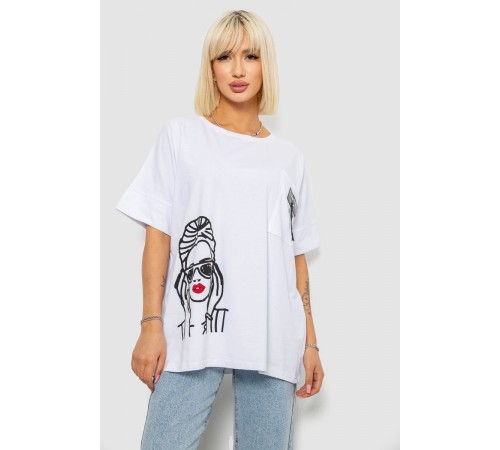 Футболка жіноча з принтом, колір білий, 244R4010