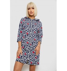 Халат жіночий на блискавці з принтом, колір синьо-білий, 257R1026