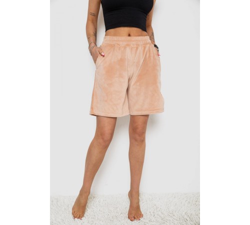 Шорти жіночі велюрові, колір світло-бежевий, 238R106