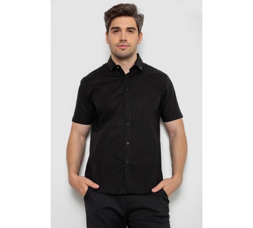 Рубашка мужская однотонная, цвет черный, 214R830