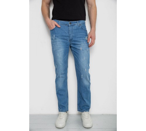 Джинсы мужские с потертостями, цвет голубой, 247R736