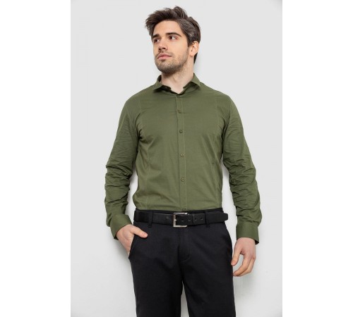 Рубашка мужская однотонная, цвет хаки, 186R2013