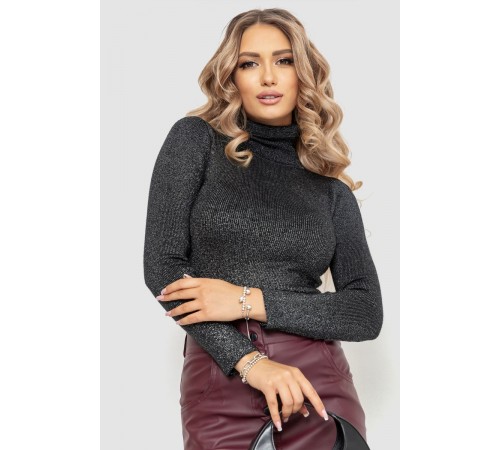 Гольф жіночий трикотажний в рубчик, колір чорний, 204R057