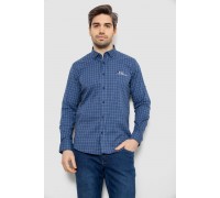 Рубашка мужская в клетку c принтом, цвет синий, 186RM04