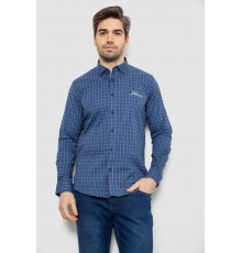 Сорочка чоловіча в клітку з принтом, колір синій, 186RM04