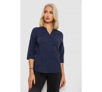 Блуза однотонна, колір синій, 230R96-15