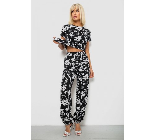 Костюм жіночий повсякденний з принтом, колір чорний, 257R815