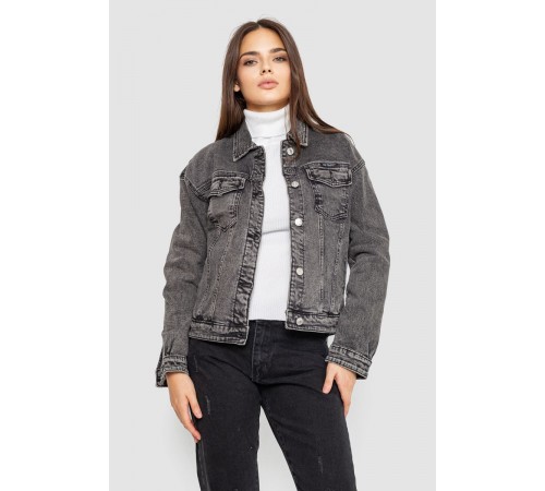 Джинсова куртка жіноча, колір сірий, 129RA229