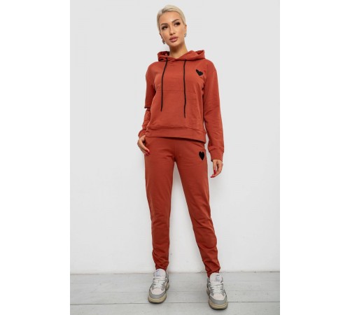 Спортивний костюм жіночий двонитка, колір теракотовий, 214R1419-004