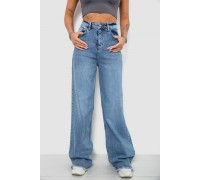 Джинси жіночі однотонні Wide leg, колір блакитний, 244R00144