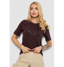 Футболка жіноча з принтом, колір шоколадний, 241R125