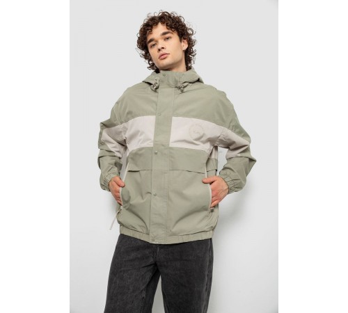 Ветровка мужская с принтом, цвет оливковый, 214R603-1