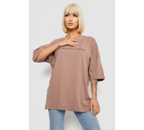 Футболка жіноча з принтом, колір мокко, 244R2020