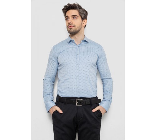 Рубашка мужская однотонная с принтом, цвет голубой, 186R2114