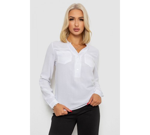 Блуза однотонна, колір білий, 230RR-96