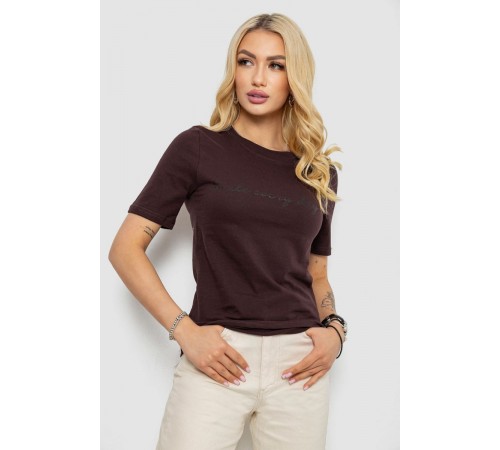 Футболка жіноча з принтом, колір шоколадний, 241R130