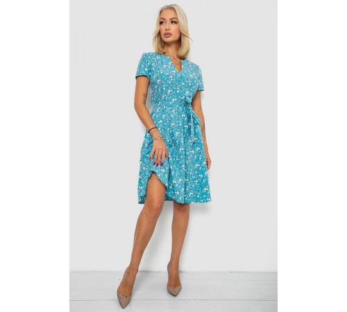 Сукня софт з принтом, колір бірюзовий, 230R0032