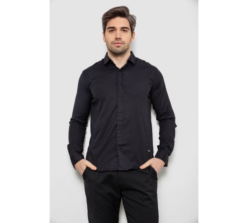 Рубашка мужская однотонная, цвет черный, 186R6917-1