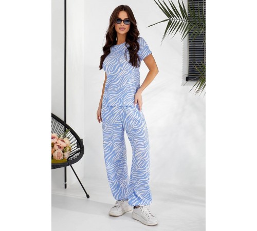 Костюм жіночий повсякденний з принтом, колір блакитний, 257R815-1