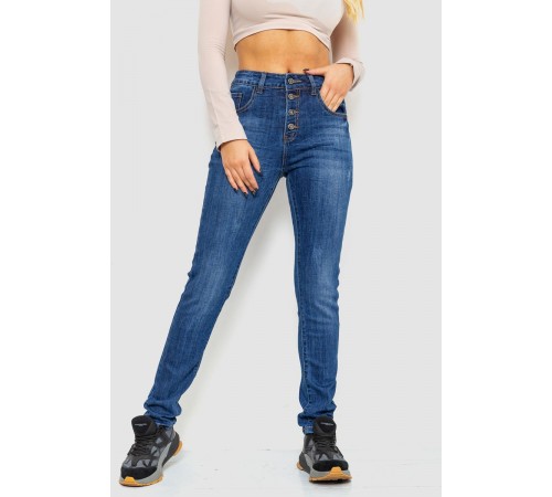 Джинси жіночі з потертостями, колір синій, 214R1417