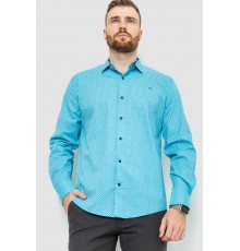 Рубашка мужская классическая с принтом, цвет бирюзово-синий, 214R7400