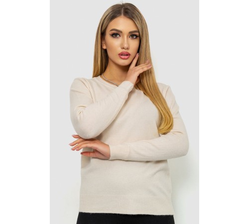 Кофта жіноча однотонна повсякденна, колір світло-бежевий, 244R2033