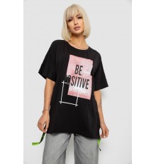 Футболка жіноча з принтом, колір чорний, 244R4011