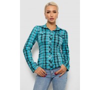 Сорочка жіноча в клітку, колір бірюзовий, 230R064-1