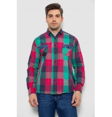 Рубашка мужская в клеточку, цвет малиновый, 214R0743