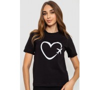 Жіноча футболка з принтом, колір чорний, 241R121