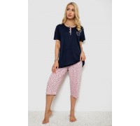 Піжама жіноча з принтом, колір синій, 243R7028