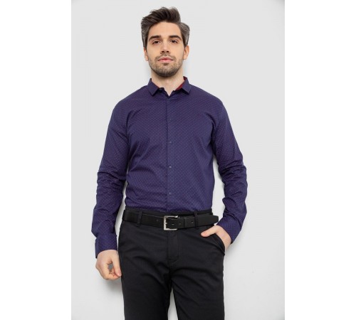 Рубашка мужская однотонная с принтом, цвет синий, 186R2097