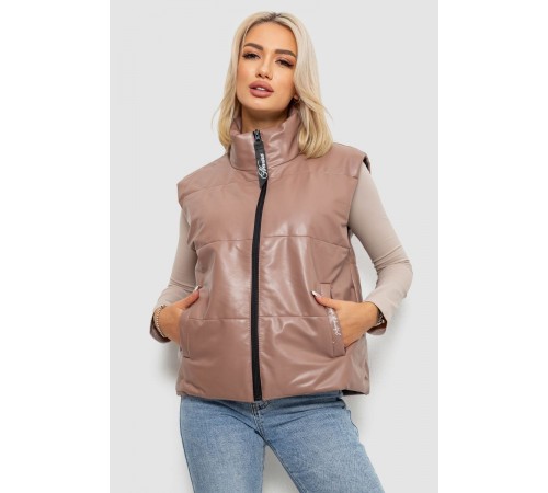 Жилет жіночий демісезонний екошкіра, колір коричневий, 257R98