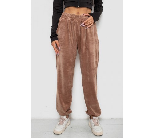 Спортивні штани жіночі велюрові, колір бежевий, 238R58646