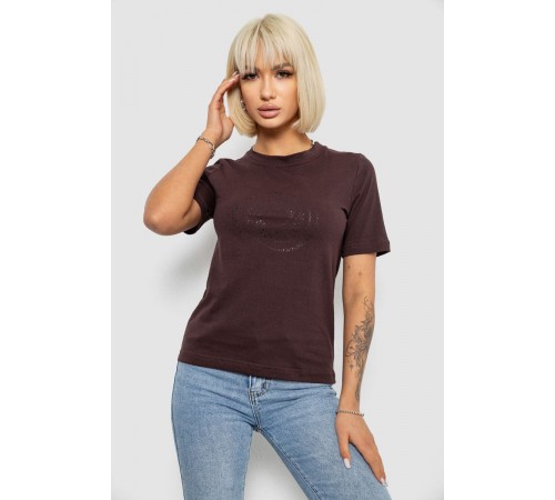 Футболка жіноча з принтом, колір шоколадний, 241R139