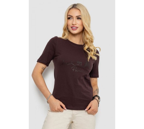 Футболка жіноча з принтом, колір шоколадний, 241R132
