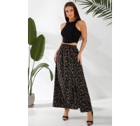 Спідниця софт із квітковим принтом, колір чорний, 257R11