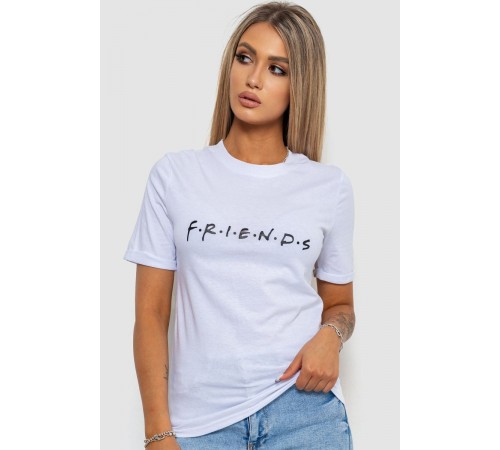 Футболка жіноча з принтом, колір білий, 238R57396