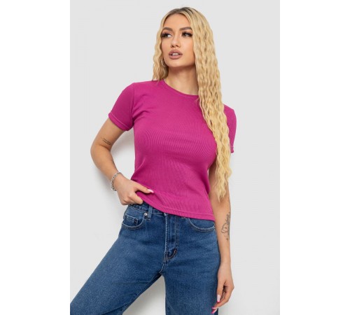 Футболка женская в рубчик, цвет фуксия, 238R123-2