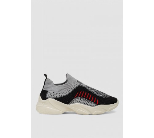 Сліпони жіночі з тканини, колір чорно-сірий, 244R321C