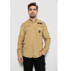 Рубашка мужская однотонная с принтом, цвет бежевый, 186R01